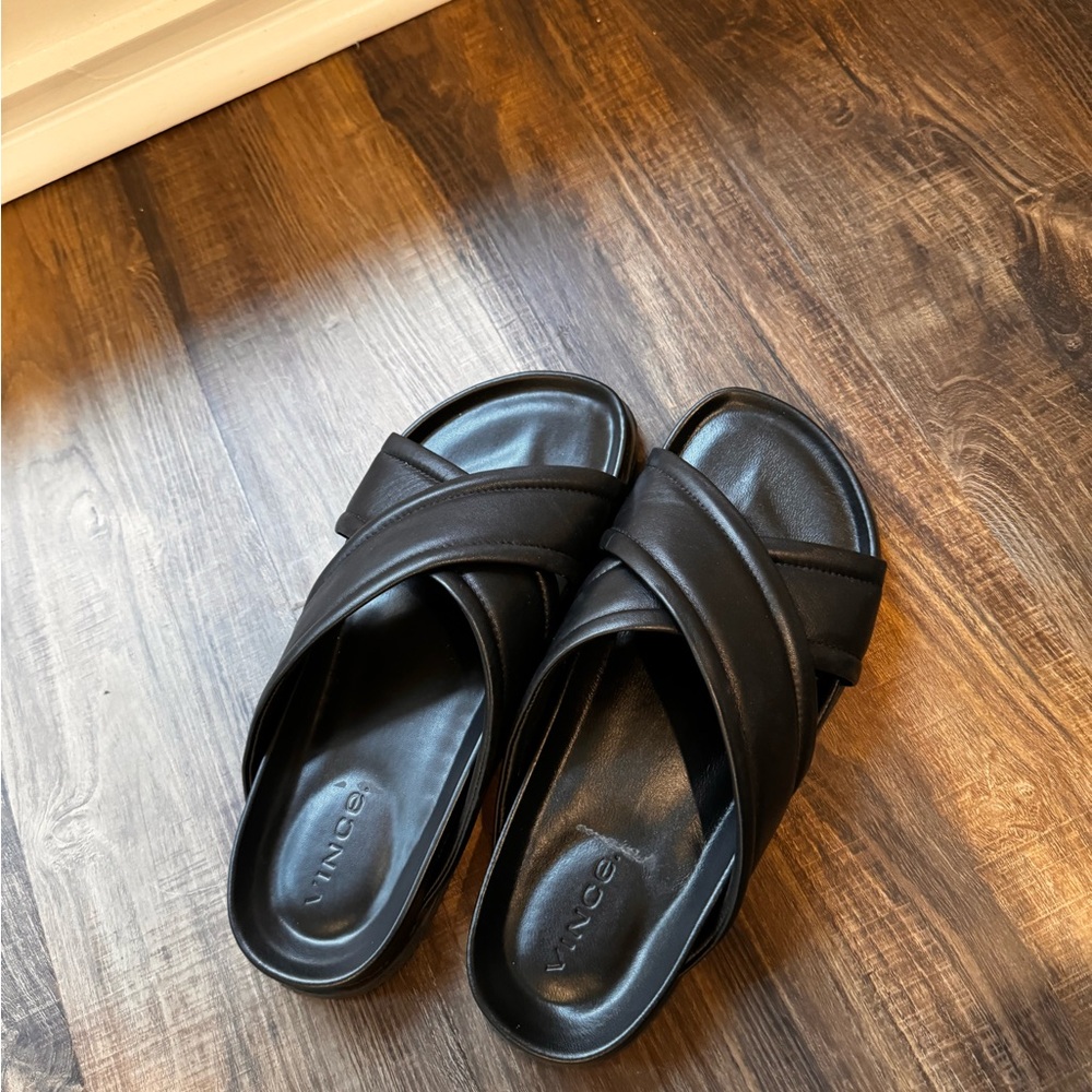 Vince size 9 black Derek sandal slides worn twice
